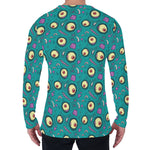 Blue Zombie Pattern Print Men's Long Sleeve T-Shirt