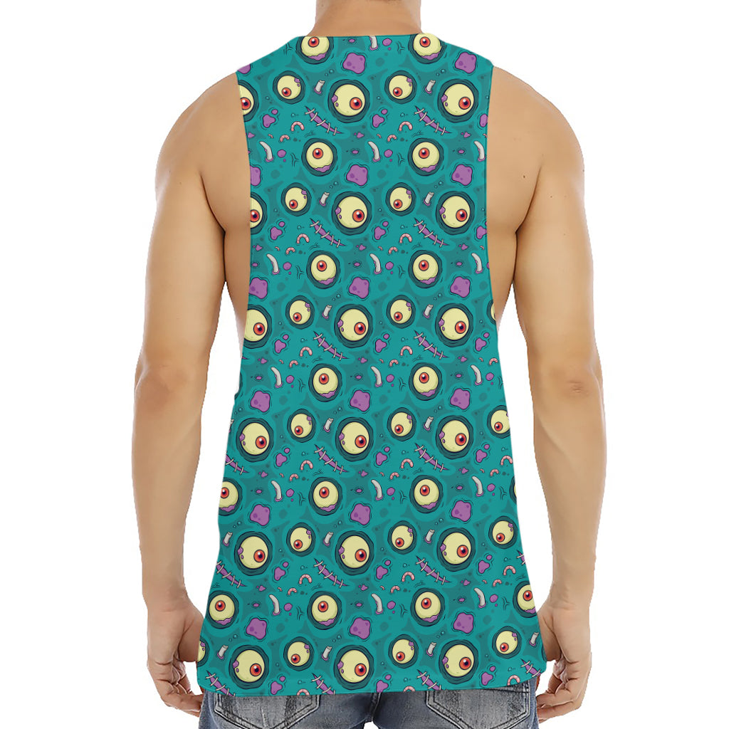 Blue Zombie Pattern Print Men's Muscle Tank Top
