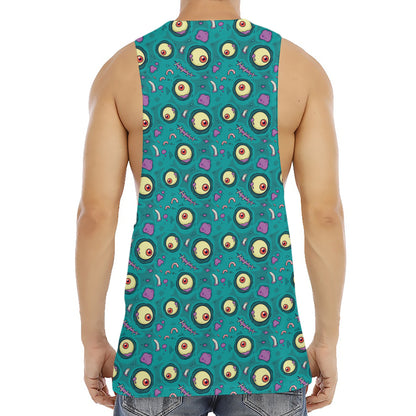 Blue Zombie Pattern Print Men's Muscle Tank Top