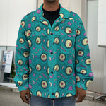 Blue Zombie Pattern Print Men's Shirt Jacket