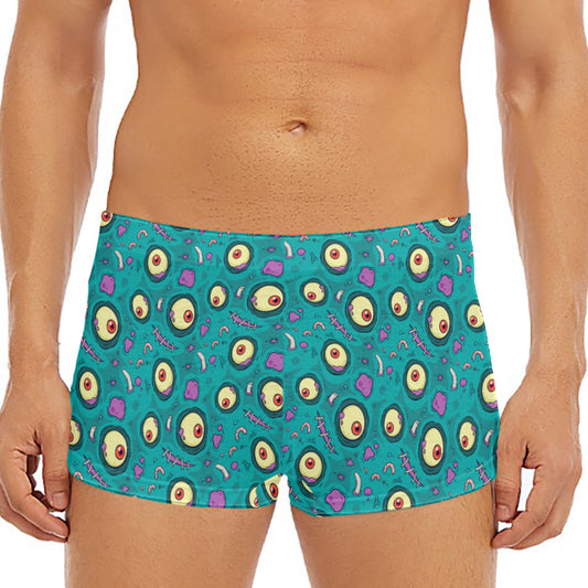 Blue Zombie Pattern Print Men's Short Boxer Briefs