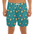 Blue Zombie Pattern Print Men's Split Running Shorts