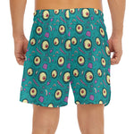 Blue Zombie Pattern Print Men's Split Running Shorts