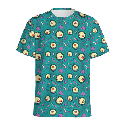 Blue Zombie Pattern Print Men's Sports T-Shirt