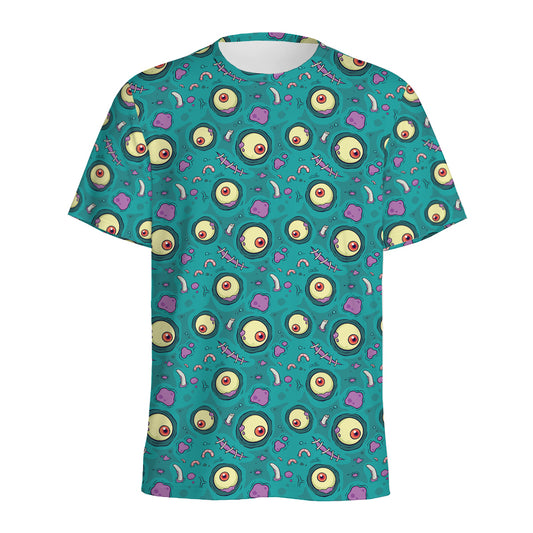Blue Zombie Pattern Print Men's Sports T-Shirt