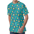 Blue Zombie Pattern Print Men's Velvet T-Shirt