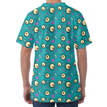 Blue Zombie Pattern Print Men's Velvet T-Shirt