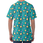 Blue Zombie Pattern Print Men's Velvet T-Shirt
