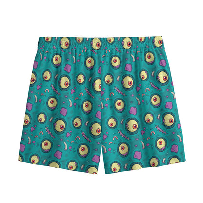 Blue Zombie Pattern Print Mesh Shorts