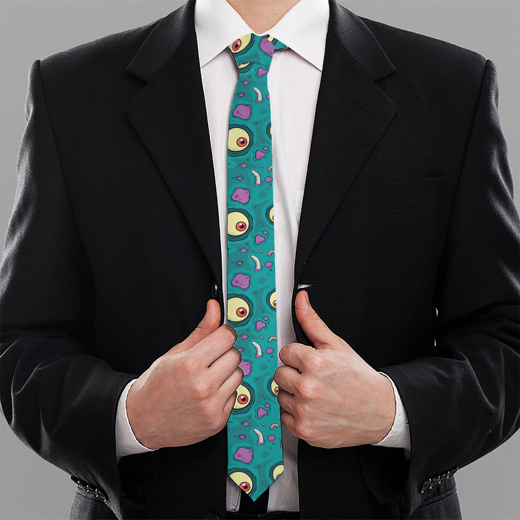 Blue Zombie Pattern Print Necktie