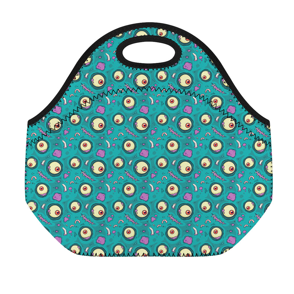 Blue Zombie Pattern Print Neoprene Lunch Bag