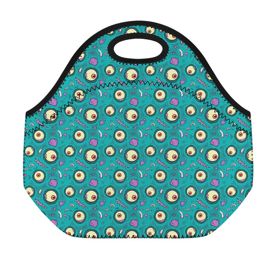 Blue Zombie Pattern Print Neoprene Lunch Bag