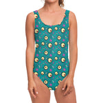 Blue Zombie Pattern Print One Piece Swimsuit