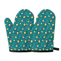 Blue Zombie Pattern Print Oven Mitts