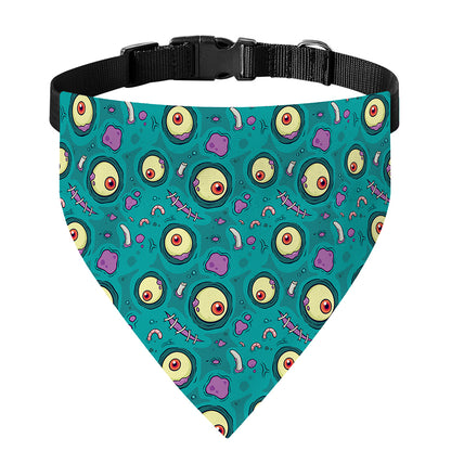 Blue Zombie Pattern Print Over The Collar Dog Bandana