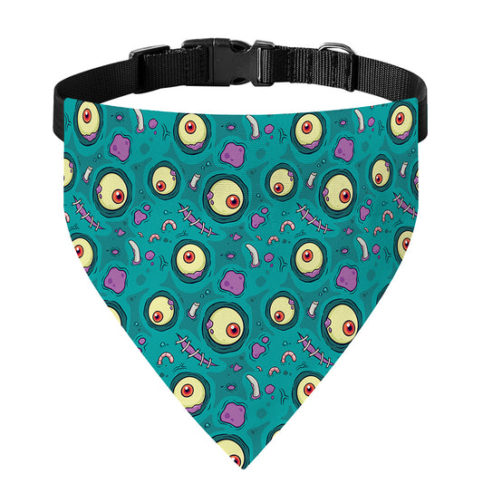 Blue Zombie Pattern Print Over The Collar Dog Bandana
