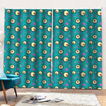 Blue Zombie Pattern Print Pencil Pleat Curtains