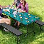Blue Zombie Pattern Print Picnic Table Cover