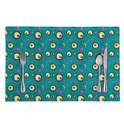 Blue Zombie Pattern Print Placemat
