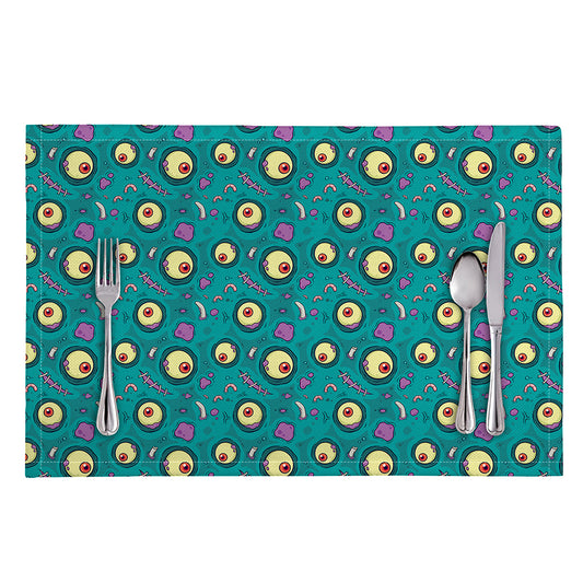 Blue Zombie Pattern Print Placemat