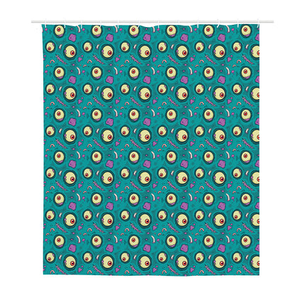 Blue Zombie Pattern Print Polyester Shower Curtain