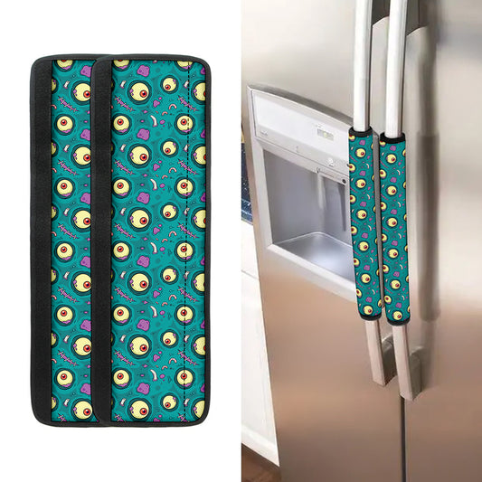 Blue Zombie Pattern Print Refrigerator Handle Covers