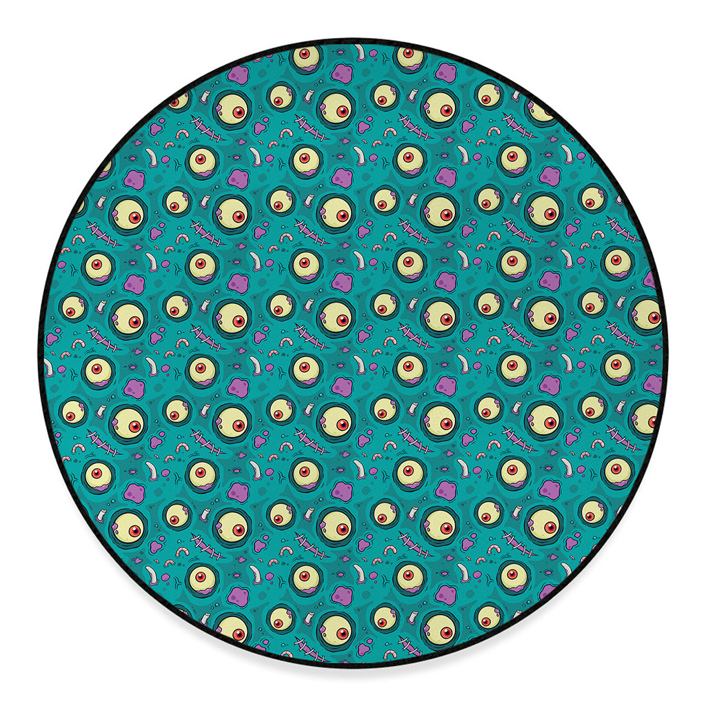 Blue Zombie Pattern Print Round Floor Mat