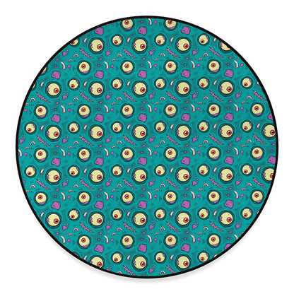 Blue Zombie Pattern Print Round Floor Mat