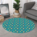 Blue Zombie Pattern Print Round Rug