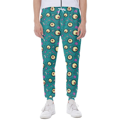 Blue Zombie Pattern Print Scuba Joggers