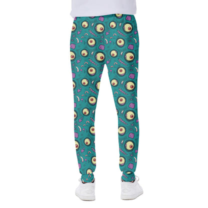 Blue Zombie Pattern Print Scuba Joggers