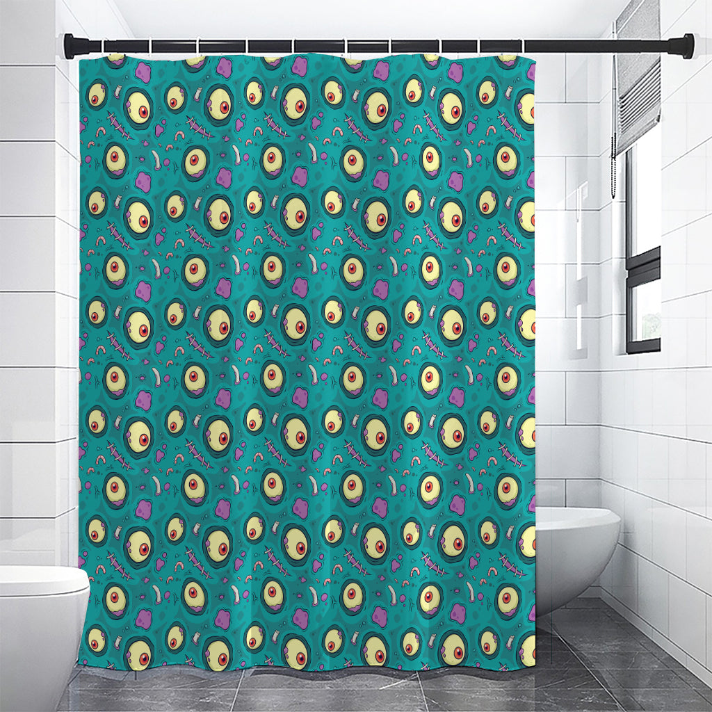 Blue Zombie Pattern Print Shower Curtain