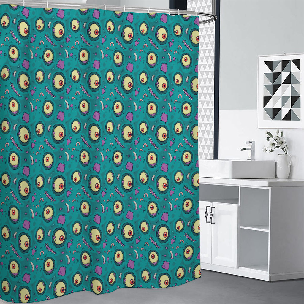 Blue Zombie Pattern Print Shower Curtain