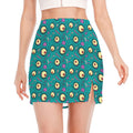 Blue Zombie Pattern Print Side Slit Mini Skirt