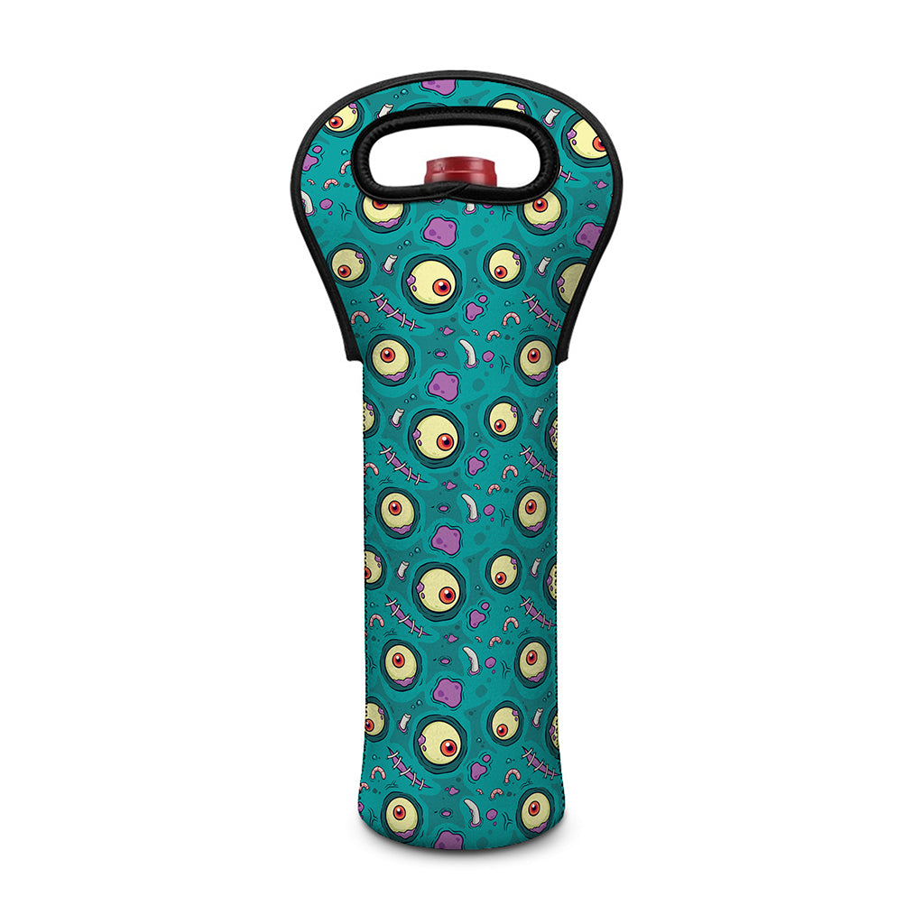 Blue Zombie Pattern Print Single Neoprene Wine Tote