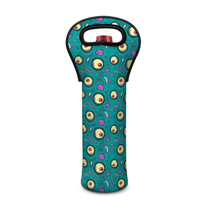Blue Zombie Pattern Print Single Neoprene Wine Tote