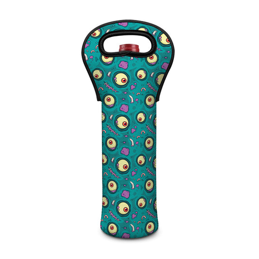 Blue Zombie Pattern Print Single Neoprene Wine Tote