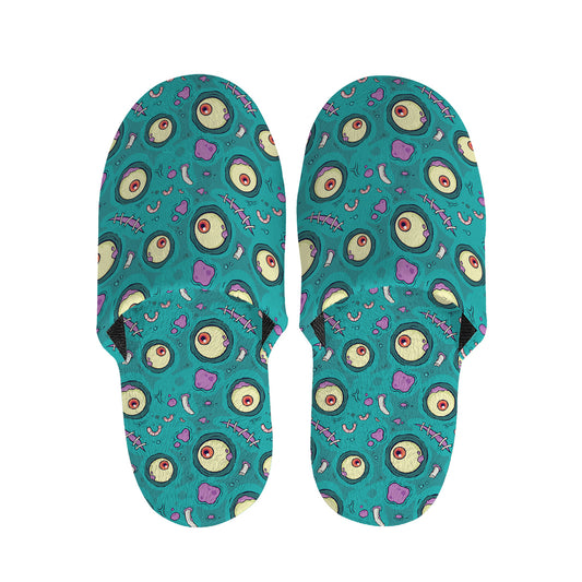 Blue Zombie Pattern Print Slippers