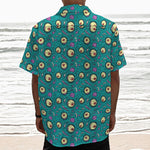 Blue Zombie Pattern Print Textured Short Sleeve Shirt