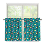 Blue Zombie Pattern Print Tier Curtains