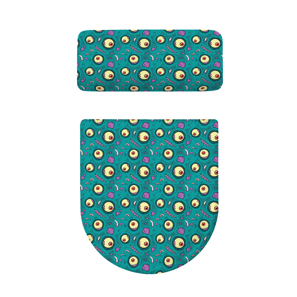 Blue Zombie Pattern Print Toilet Lid And Tank Cover Set
