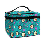 Blue Zombie Pattern Print Travel Makeup Bag