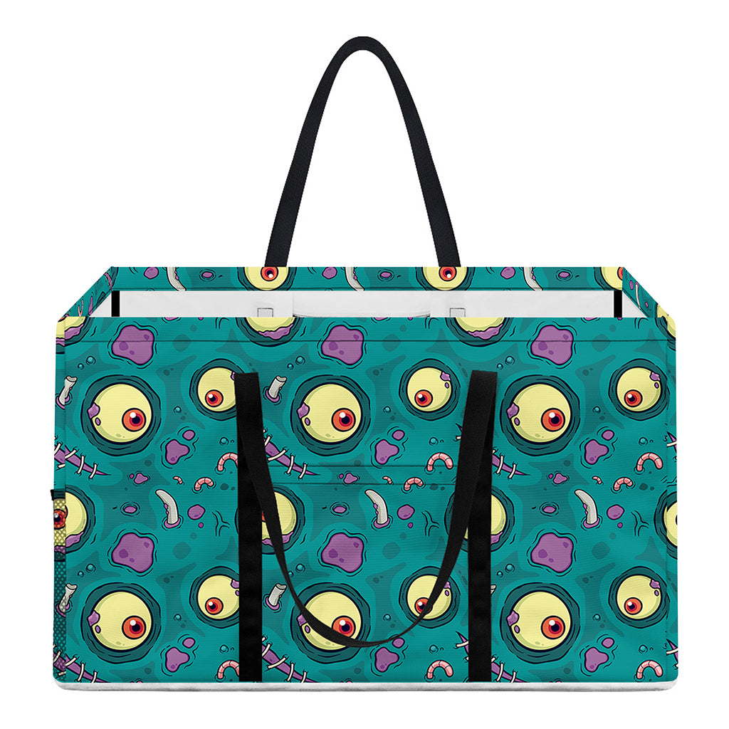 Blue Zombie Pattern Print Utility Tote Bag