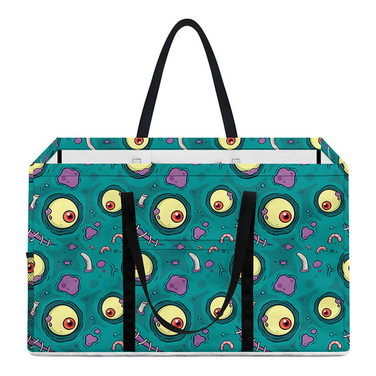 Blue Zombie Pattern Print Utility Tote Bag