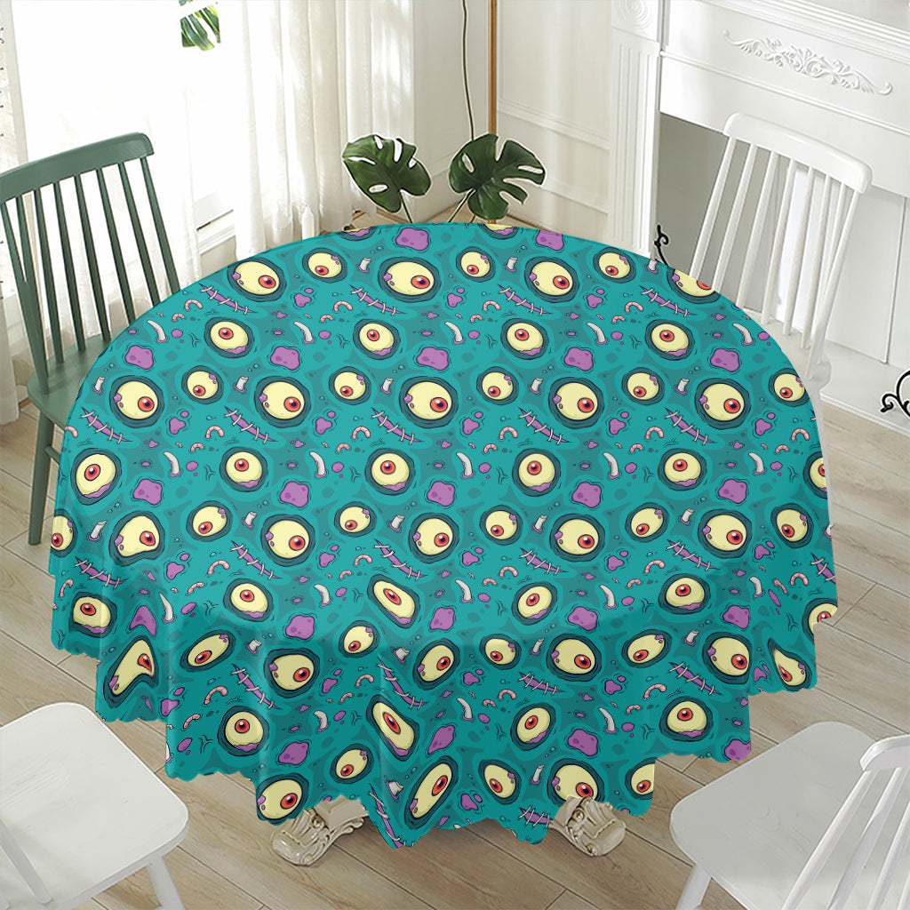 Blue Zombie Pattern Print Waterproof Round Tablecloth