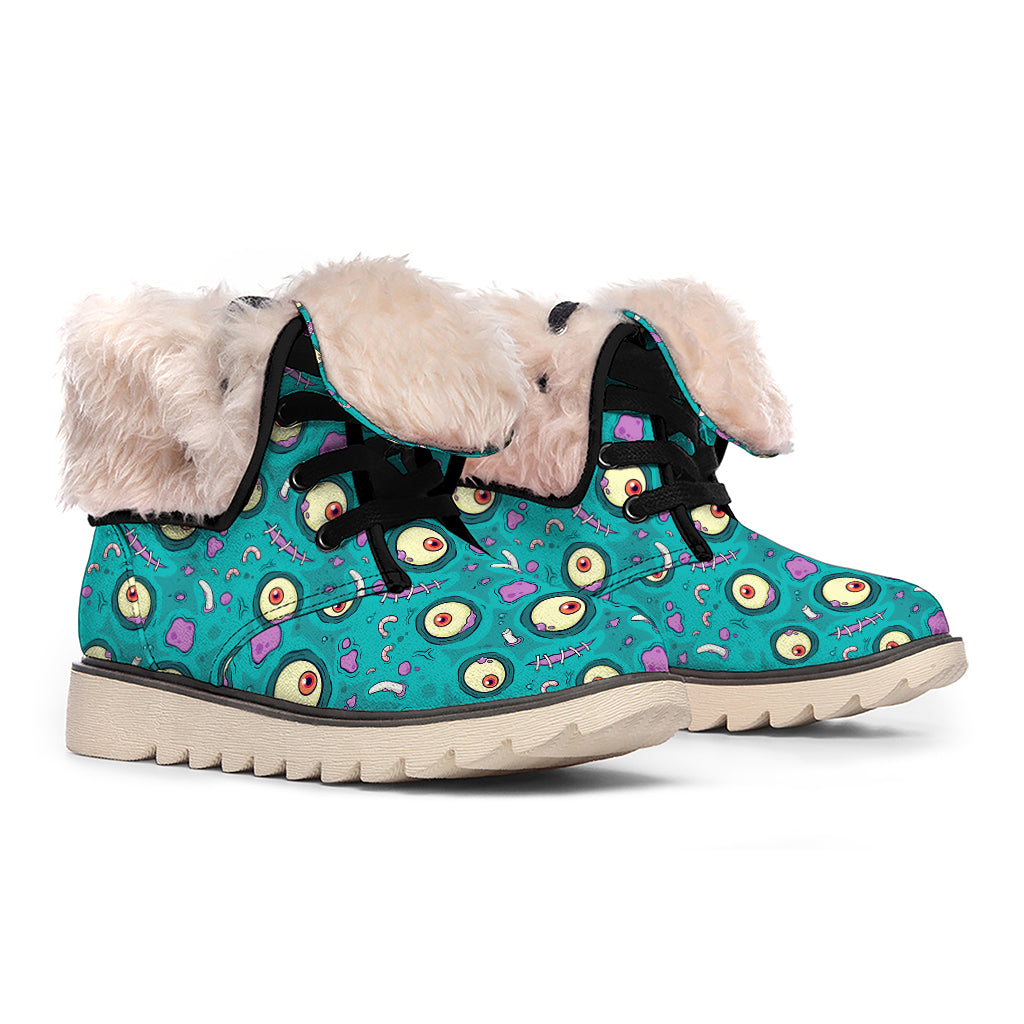 Blue Zombie Pattern Print Winter Boots