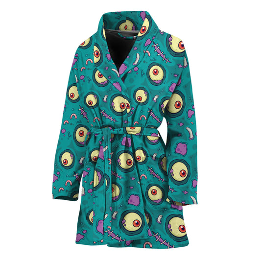 Blue Zombie Pattern Print Women's Bathrobe