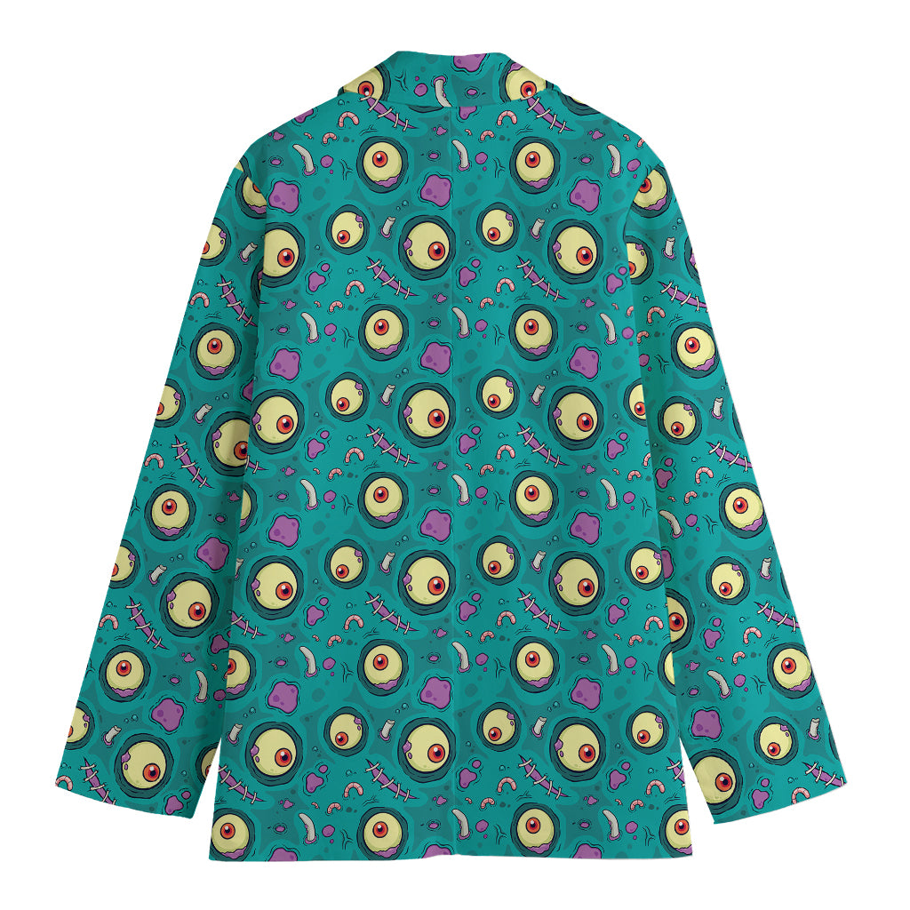 Blue Zombie Pattern Print Women's Blazer