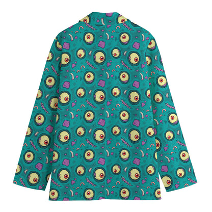 Blue Zombie Pattern Print Women's Blazer
