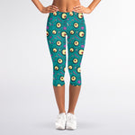 Blue Zombie Pattern Print Women's Capri Leggings